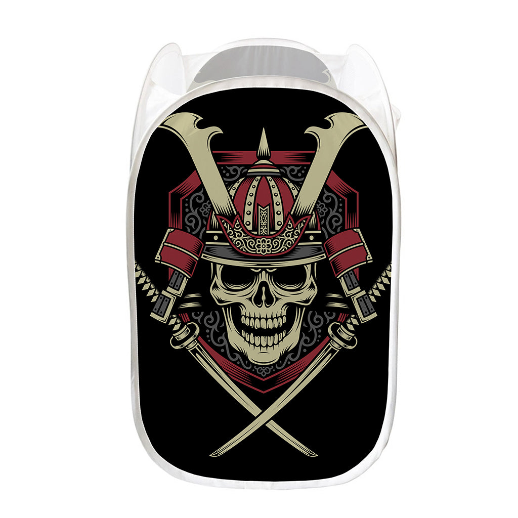 Samurai Warrior Skull Print Mesh Laundry Hamper