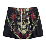 Samurai Warrior Skull Print Mesh Shorts