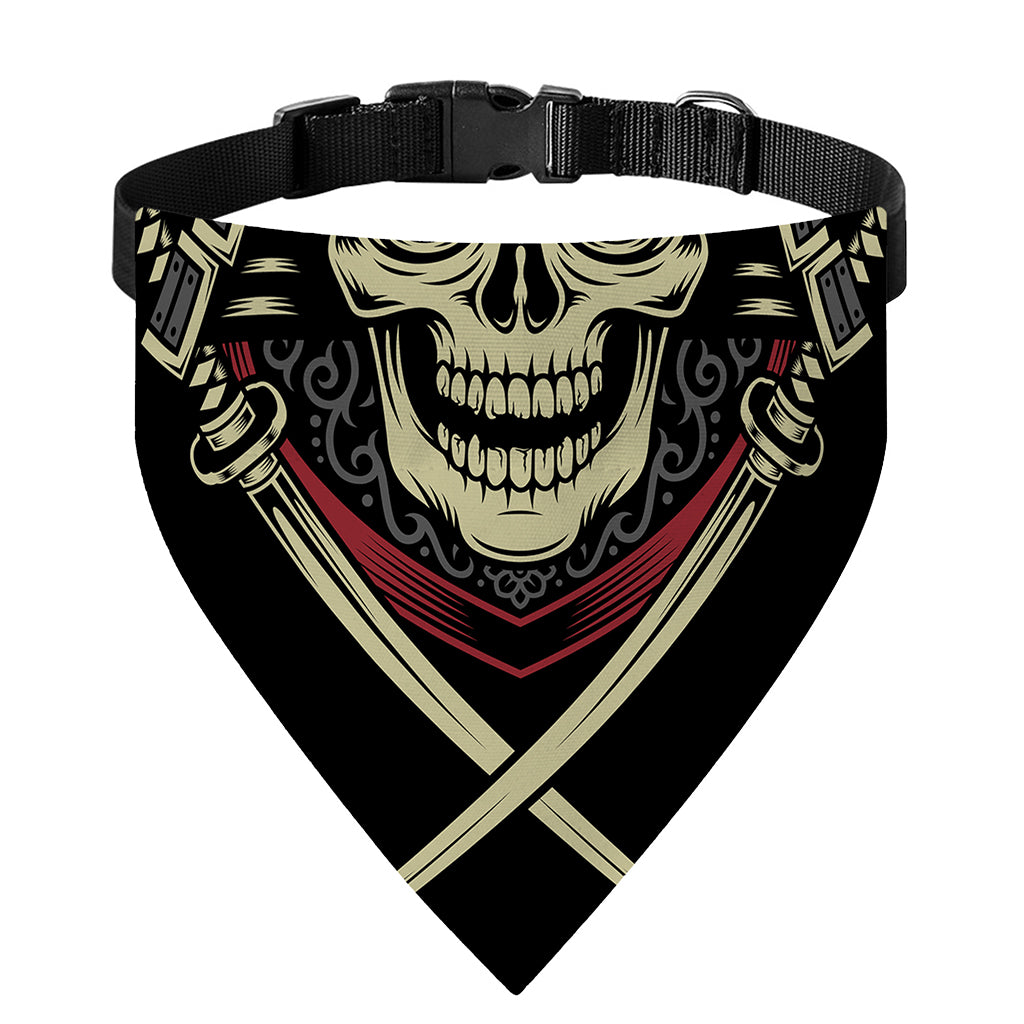 Samurai Warrior Skull Print Over The Collar Dog Bandana