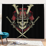 Samurai Warrior Skull Print Pencil Pleat Curtains