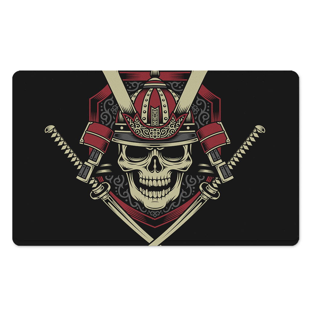Samurai Warrior Skull Print Polyester Doormat