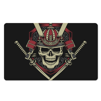 Samurai Warrior Skull Print Polyester Doormat