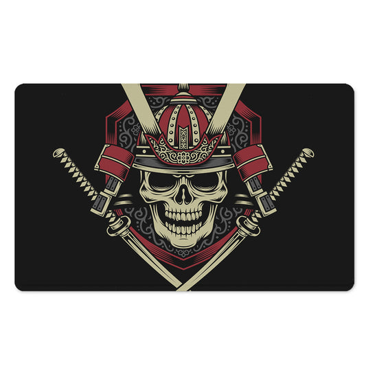 Samurai Warrior Skull Print Polyester Doormat