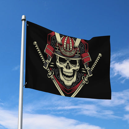 Samurai Warrior Skull Print Polyester Flag