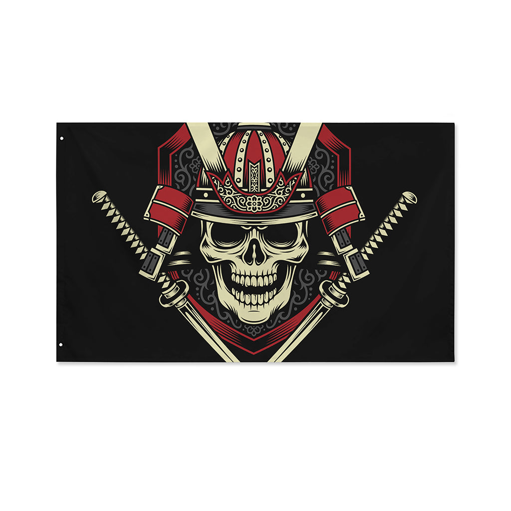 Samurai Warrior Skull Print Polyester Flag