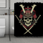 Samurai Warrior Skull Print Polyester Shower Curtain