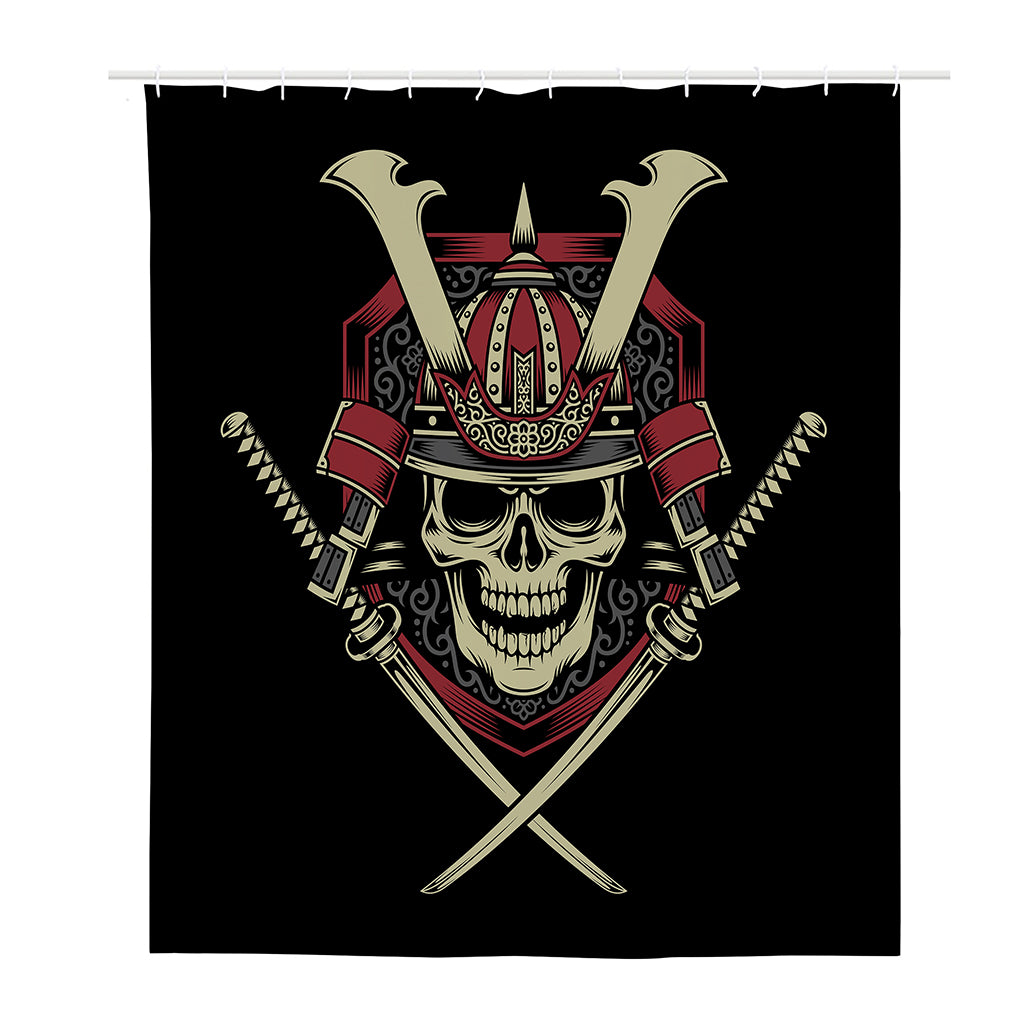 Samurai Warrior Skull Print Polyester Shower Curtain