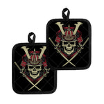 Samurai Warrior Skull Print Pot Holders