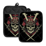 Samurai Warrior Skull Print Pot Holders With Pocket