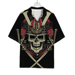 Samurai Warrior Skull Print Rayon Hawaiian Shirt