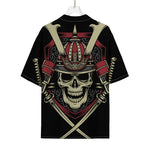 Samurai Warrior Skull Print Rayon Hawaiian Shirt