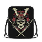 Samurai Warrior Skull Print Rectangular Crossbody Bag