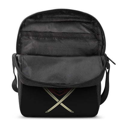 Samurai Warrior Skull Print Rectangular Crossbody Bag