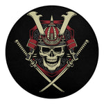 Samurai Warrior Skull Print Round Blanket