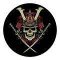 Samurai Warrior Skull Print Round Floor Mat