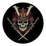 Samurai Warrior Skull Print Round Floor Mat