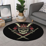 Samurai Warrior Skull Print Round Rug