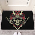 Samurai Warrior Skull Print Rubber Doormat