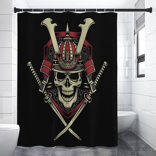 Samurai Warrior Skull Print Shower Curtain