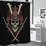 Samurai Warrior Skull Print Shower Curtain