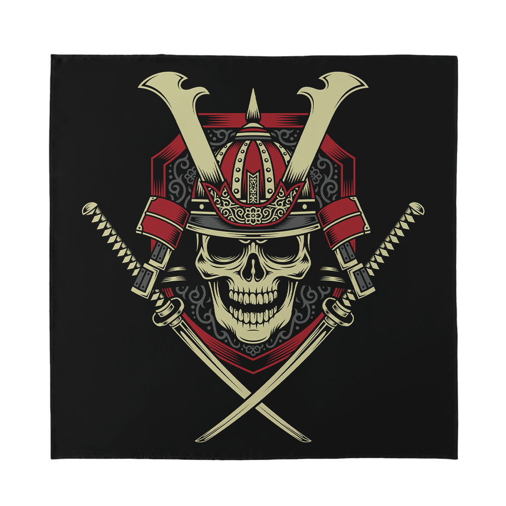 Samurai Warrior Skull Print Silk Bandana