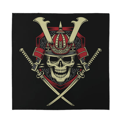 Samurai Warrior Skull Print Silk Bandana