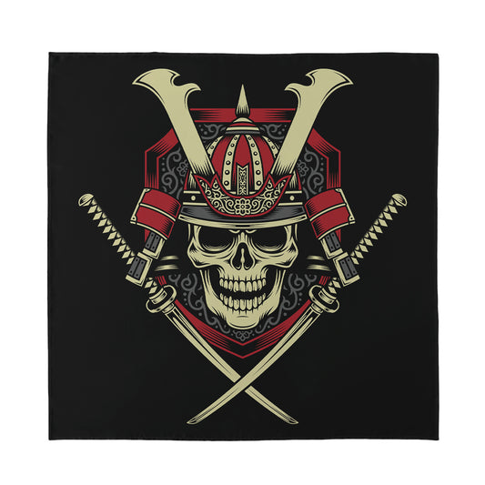 Samurai Warrior Skull Print Silk Bandana