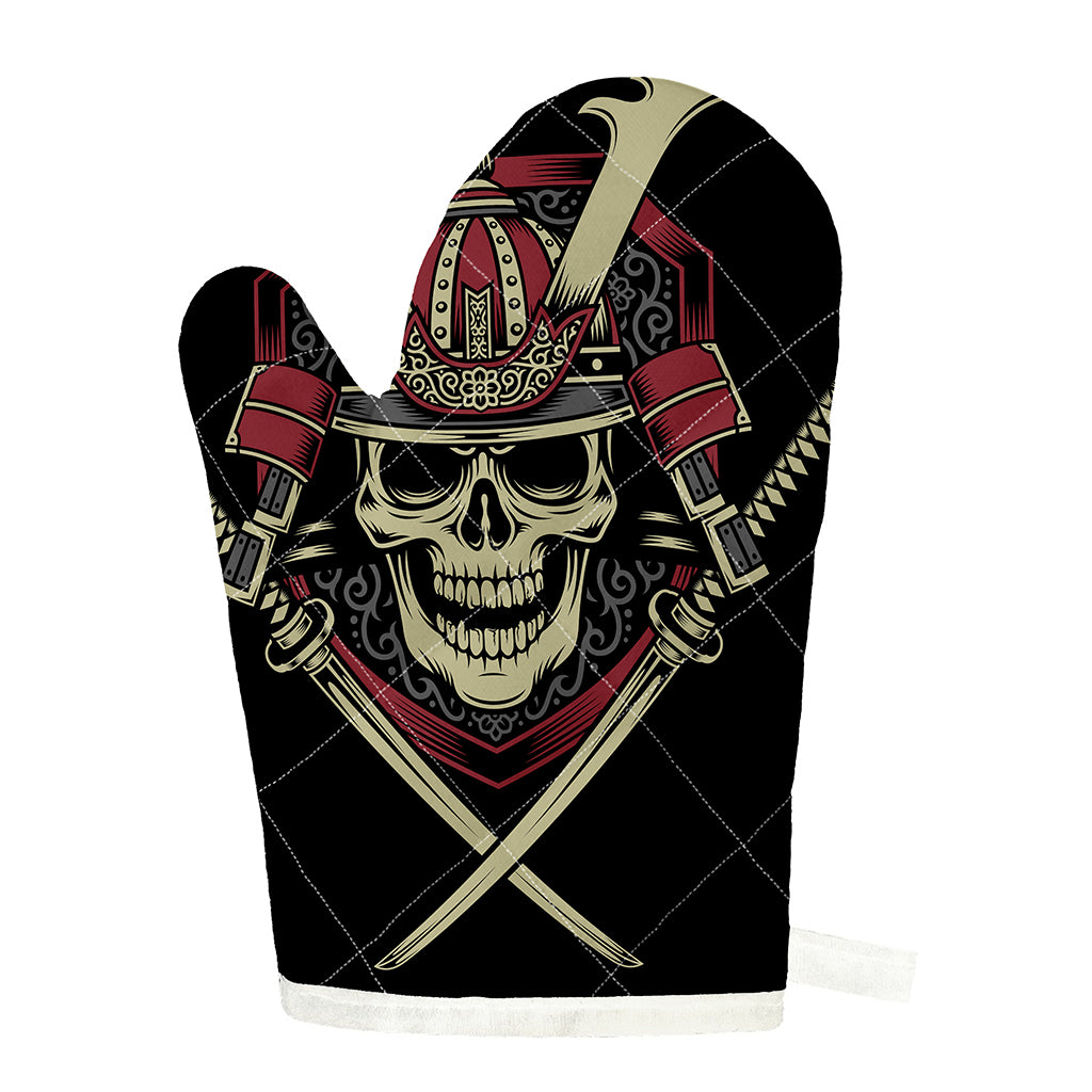Samurai Warrior Skull Print Single Oven Mitt