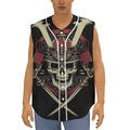 Samurai Warrior Skull Print Sleeveless Baseball Jersey