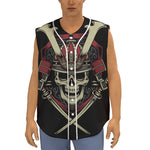 Samurai Warrior Skull Print Sleeveless Baseball Jersey