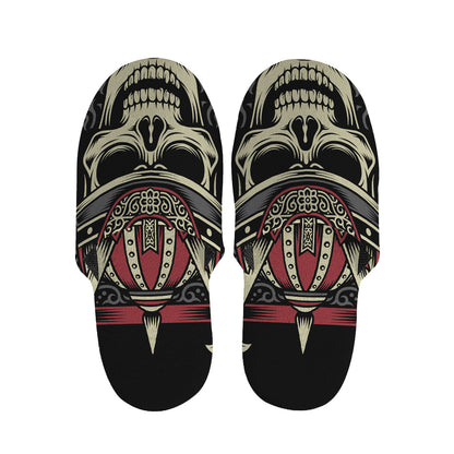 Samurai Warrior Skull Print Slippers