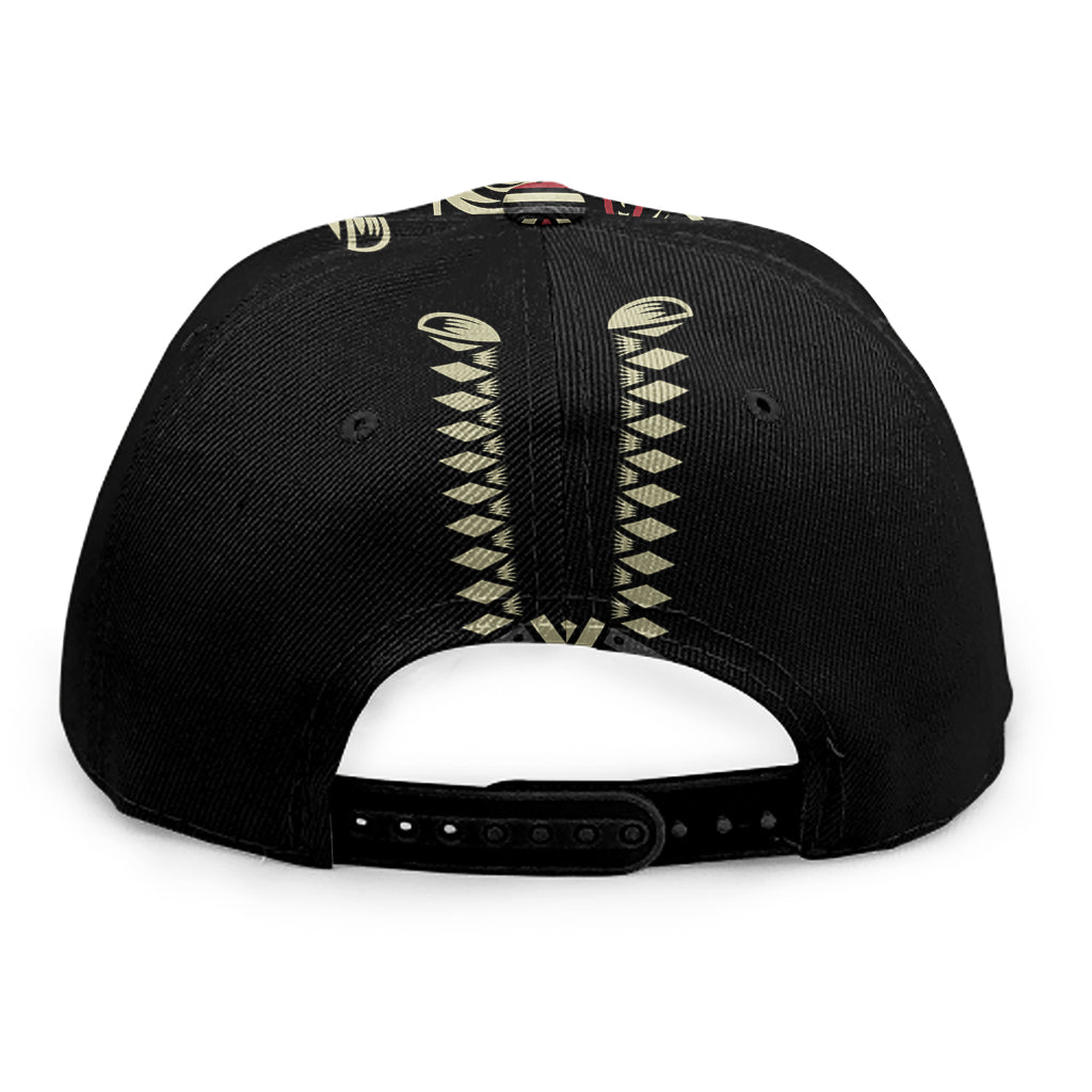 Samurai Warrior Skull Print Snapback Cap