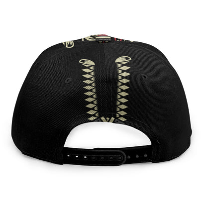 Samurai Warrior Skull Print Snapback Cap