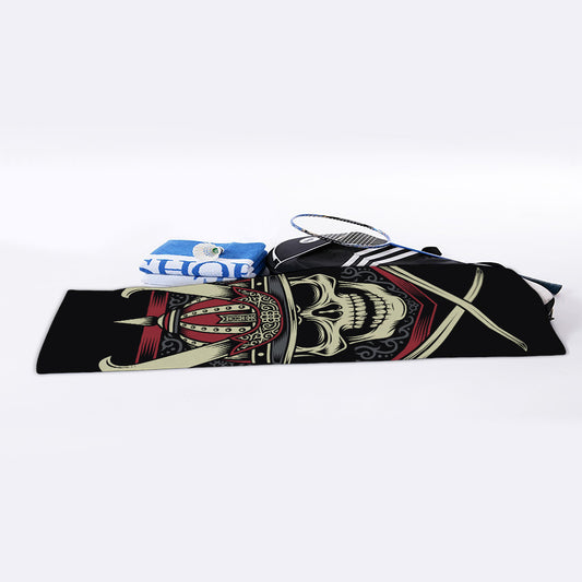 Samurai Warrior Skull Print Sports Towel