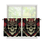 Samurai Warrior Skull Print Tier Curtains