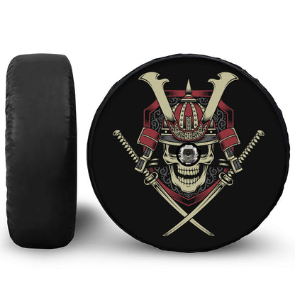 Samurai Warrior Skull Print Tire Cover With Camera Hole