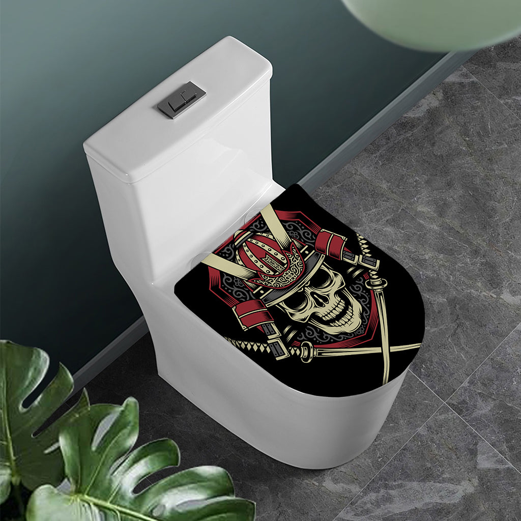 Samurai Warrior Skull Print Toilet Lid Cover