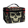 Samurai Warrior Skull Print Travel Makeup Bag