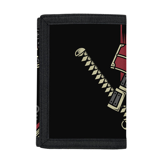 Samurai Warrior Skull Print Trifold Wallet