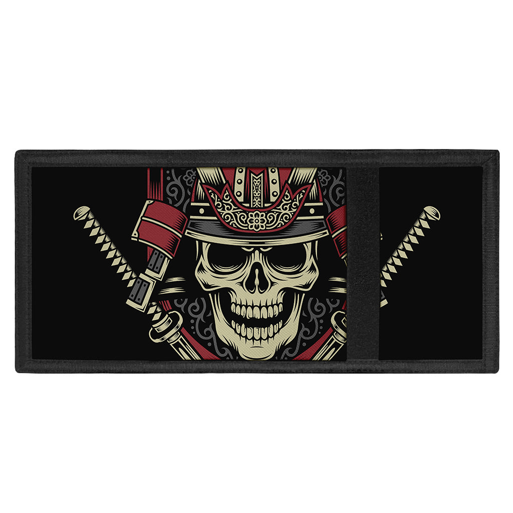 Samurai Warrior Skull Print Trifold Wallet