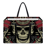 Samurai Warrior Skull Print Utility Tote Bag