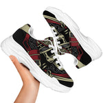 Samurai Warrior Skull Print White Chunky Shoes