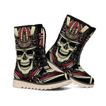 Samurai Warrior Skull Print Winter Boots