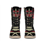 Samurai Warrior Skull Print Winter Boots