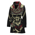 Samurai Warrior Skull Print Women's Bathrobe