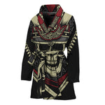 Samurai Warrior Skull Print Women's Bathrobe