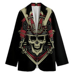 Samurai Warrior Skull Print Women's Blazer