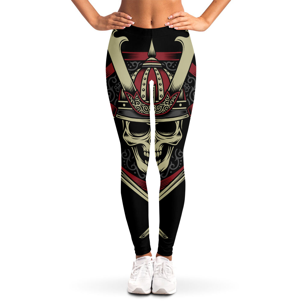 Samurai Warrior Skull Print Women's Leggings