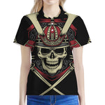 Samurai Warrior Skull Print Women's Polo Shirt