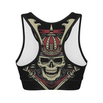 Samurai Warrior Skull Print Women's Sports Bra